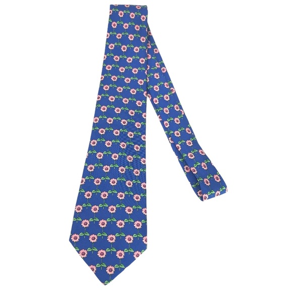 Thomas PINK Men's Neck Tie Blue with Pink Flowers 100% Silk made in Engl… - Picture 4 of 12